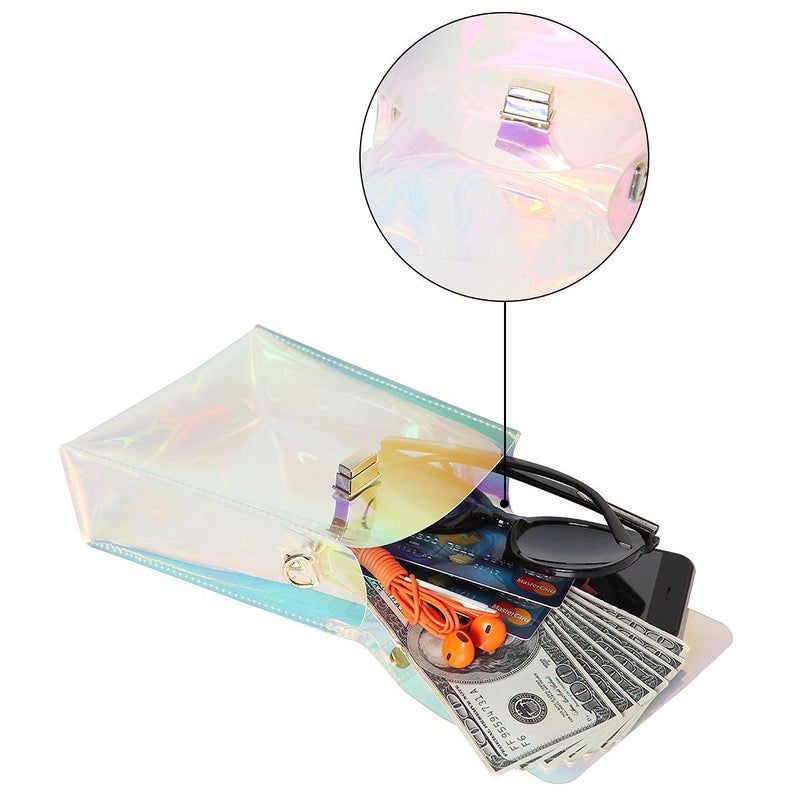 INICAT Clear Bag for Stadium Events Small Crossbody Purse Women Concert Approved Transparent Display Case Handbag Beach Gifts(Colorful-Vertical2) - Image 5